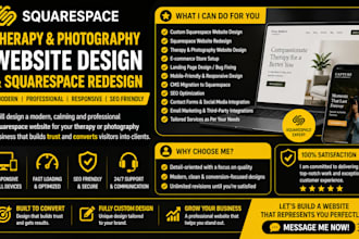 design a modern theraphy photography  squarespace webiste  sqaure redesign