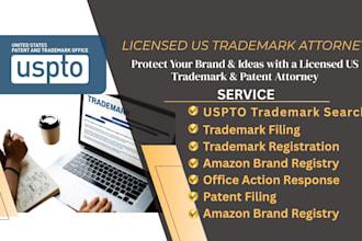 be your licensed US patent, trademark attorney, trademark registration, patent
