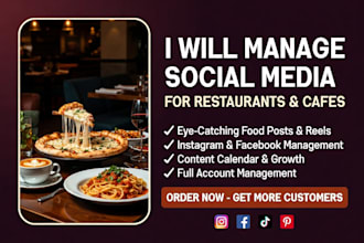 manage social media posts design, SMM for restaurants, cafes and food brands
