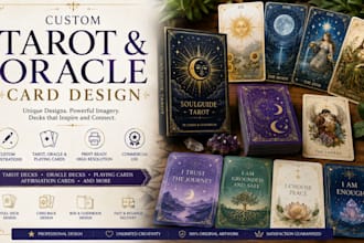 design custom tarot cards, oracle cards and playing card deck