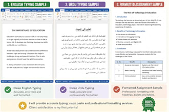 do english and urdu typing and document formatting