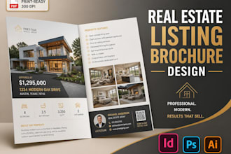 design a real estate bifold trifold listing brochure or flyer in indesign