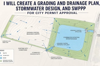 create a grading and drainage plan, stormwater design, and swppp for city permit