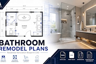 create bathroom remodel floor plans renovation blueprint residential cad