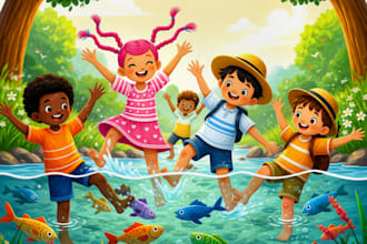 esign children story book, child book illustration, picture book illustration