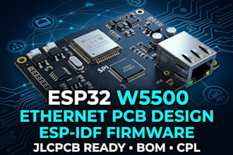 design esp32 w5500 ethernet pcb with esp idf firmware for iot