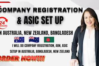 do company registration, abn, asic setup in australia, bangladesh, new zeeland