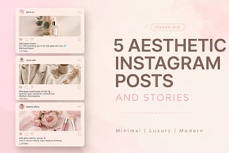 design 5 aesthetic instagram posts and stories