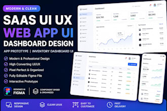 design modern saas UI UX, web app UI, dashboard design and prototype in figma