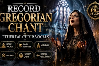 record custom gregorian chant, ethereal, choir vocals, dark fantasy, monk vocals