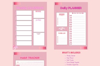 create a cute canva editable planner template
