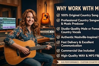 be your professional female country singer for country pop acoustic, americana