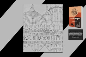 draw a detailed architectural line art illustration for you