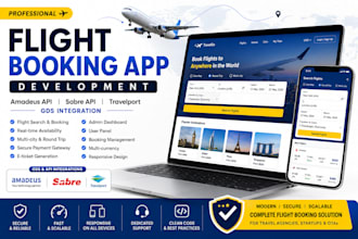 develop a flight booking app amadeus API, sabre API gds integration travelport