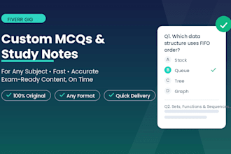 write custom mcqs and study notes for any subject