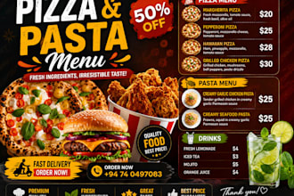 design modern restaurant menu, food flyer, and cafe menu
