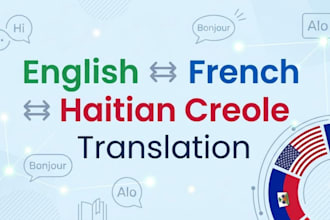 translate english to french and haitian creole manually
