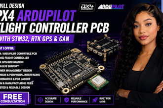 design px4 ardupilot flight controller pcb with stm32 rtk gps and can