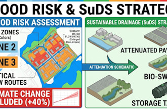 do a flood risk assessment report and suds drainage strategy for UK planning
