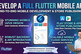 develop a full flutter app and publish to play store and app store