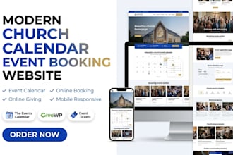 design a modern church calendar website with donation event booking website