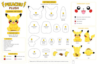 design custom plush, stuffed animal and sewing pattern