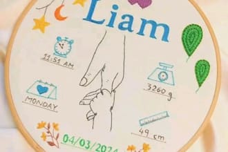 embroidery name hoop art
