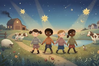 illustrate adorable children book stories with colorful custom artwork