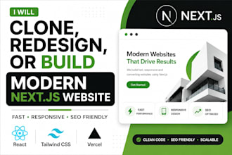 redesign rebuild or clone modern website using react nextjs for your buisness