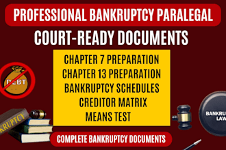 prepare accurate chapter 7, 11 and 13 bankruptcy paperwork