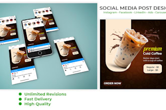 design professional food and restaurant social media posts