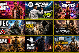 design eye catching gaming thumbnails for any games