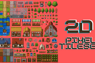 create 8bit 16bit top down pixel art background tilemap pixel tileset rpg game