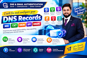 fix and configure your dns records, mx, txt, dkim, spf, dmarc expertly