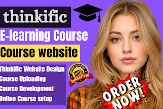 setup thinkific elearning course website and upload content for creators
