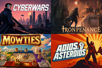 design steam capsule cover art, logo and background art, steam capsule game art
