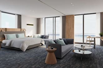 renew luxury 3d hotel room,modern bedroom suite,comtemporary lobby,lumion render