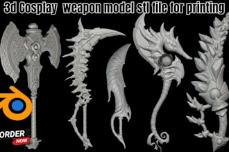 create 3d weapon model fantasy sword 3d cosplay armor props stl for 3d printing