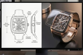 make wrist watch design with cad, luxury wrist watch ready for manufacturing