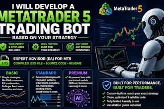 develop a custom metatrader 5 ai or ml trading ea bot