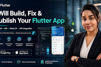 develop flutter app with admin dashboard and free publishing