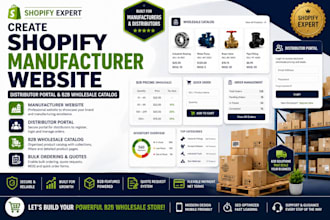 create shopify manufacturer website, distributor portal, b2b wholesale catalog