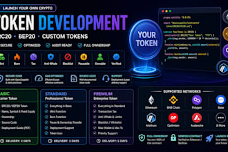 develop custom crypto token erc20, bp20 with smart contract