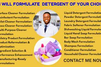 make product formulations of detergents, soaps, laundry and toiletry products