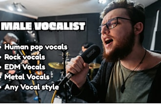be your powerful male rock, edm metal vocalist and male singer songwriter