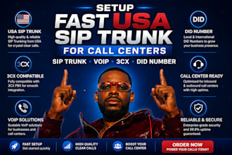 setup fast USA sip trunk for call centers, sip trunk, voip, 3cx, did number