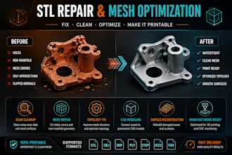 professional stl repair and 3d printable mesh fix service