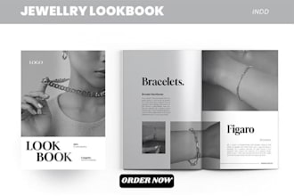 design aesthetic fashion gemstone diamond jewelry trifold brochure, booklet