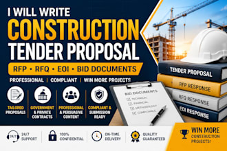 write construction tender proposal, rfp req eoi bid document