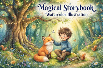 illustrate whimsical watercolor children book illustrations